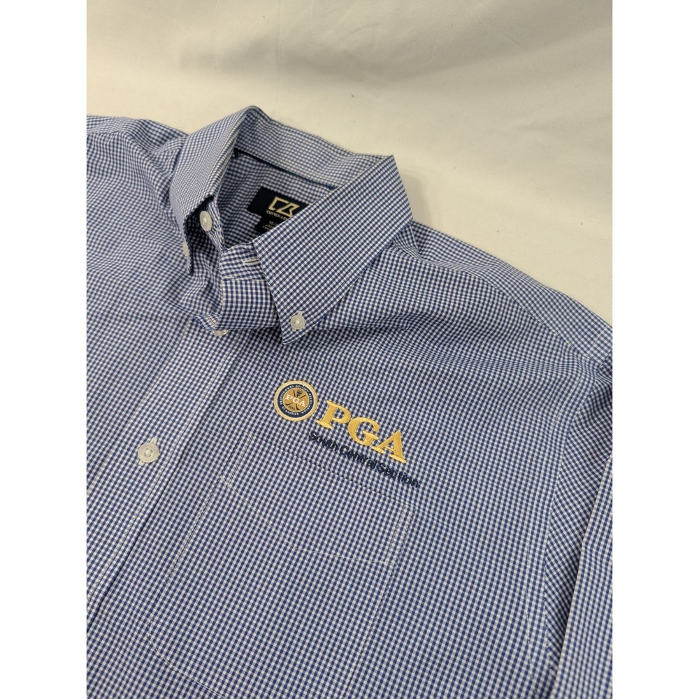 CUTTER BUCK PGA South Central Size Medium Sport Shirt Mens Gingham Check